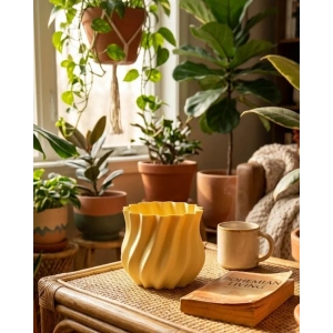 USLUCAN ALIŞVERİŞ 3D KIVRIMLI VAZO SARI