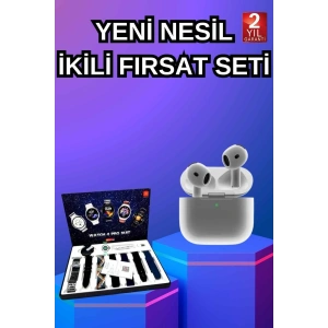 USLUCAN ALIŞVERİŞ 3.Nesil TWS Bluetooth Kulaklık Bluetooth Bağlantılı Akıllı Saat Amoled Ekran Plastik Hasır Kordon
