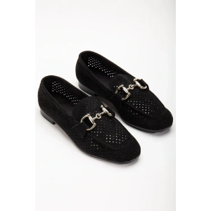 USLUCAN ALIŞVERİŞ 401 Siyah Süet Delikli Günlük Kadın Babet