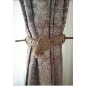 USLUCAN ALIŞVERİŞ 6 Adet Fon Perde Aksesuarı Braçol Tül Perde Tutacağı Perde Süsü Spiral Jüt Halat Estetiği