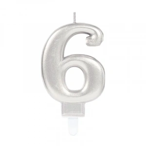 USLUCAN ALIŞVERİŞ 6 Rakamı Mum Gümüş Renk