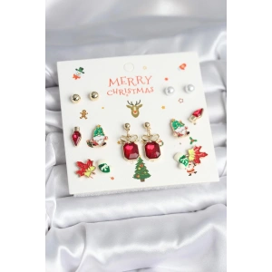 USLUCAN ALIŞVERİŞ 8 Çift Yılbaşı Temalı Kadın Küpe