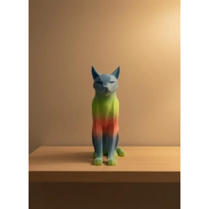 USLUCAN ALIŞVERİŞ Açık Rainbow Kedi Biblo Modern Salon ve Raf Dekoru