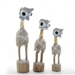 USLUCAN ALIŞVERİŞ Ahşap 3lü Emu Kuşu Seti