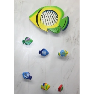 USLUCAN ALIŞVERİŞ Ahşap Balıklı Rüzgar Çanı