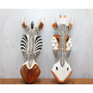 USLUCAN ALIŞVERİŞ Ahşap Duvara Asmalı Maske Zebra