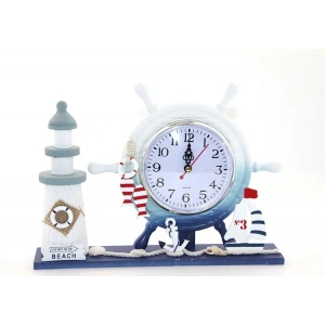 USLUCAN ALIŞVERİŞ Ahşap Marin Deniz Feneri Dümenli Saat