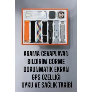 USLUCAN ALIŞVERİŞ Akıllı Saat 7 Kordonlu Metal,Plastik Ve Hasır Kordon Seçeneği