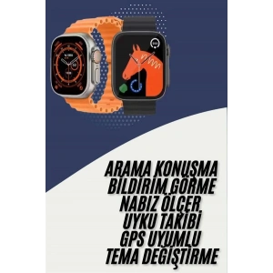 USLUCAN ALIŞVERİŞ Akıllı Saat Kordon Hediyeli Güçlü Batarya Kapasiteli Titreşimli Bildirim Görme Unisex