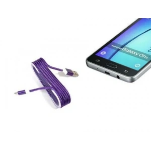USLUCAN ALIŞVERİŞ Android Örgü Şeklinde Renkli Çelik Şarj Data Kablosu - Mor