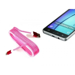 USLUCAN ALIŞVERİŞ Android Örgü Şeklinde Renkli Çelik Şarj Data Kablosu - Pembe