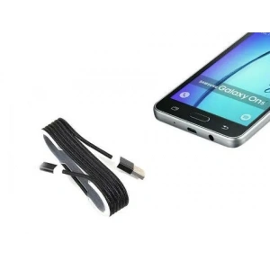 USLUCAN ALIŞVERİŞ Android Örgü Şeklinde Renkli Çelik Şarj Data Kablosu - Siyah