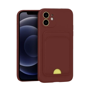 USLUCAN ALIŞVERİŞ Apple iPhone 11 Kılıf Kelvin Kartvizitli Silikon - Bordo