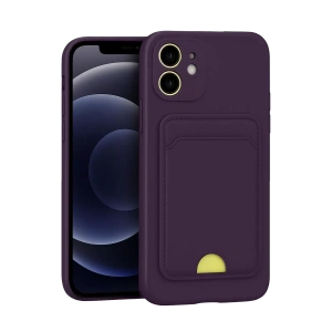 USLUCAN ALIŞVERİŞ Apple iPhone 11 Kılıf Kelvin Kartvizitli Silikon - Derin Mor