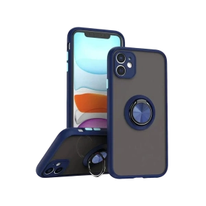 USLUCAN ALIŞVERİŞ Apple iPhone 11 Kılıf Montreal Yüzüklü Silikon Kapak - Lacivert