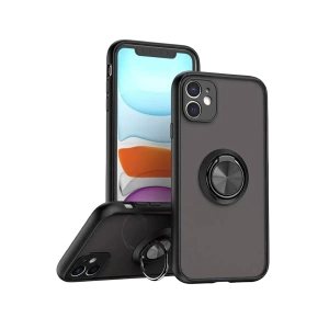 USLUCAN ALIŞVERİŞ Apple iPhone 11 Kılıf Montreal Yüzüklü Silikon Kapak - Siyah