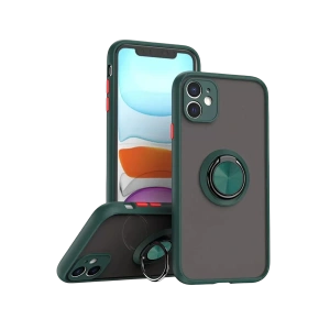 USLUCAN ALIŞVERİŞ Apple iPhone 11 Kılıf Montreal Yüzüklü Silikon Kapak - Yeşil