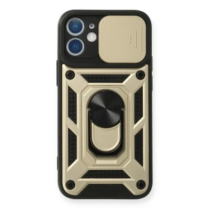 USLUCAN ALIŞVERİŞ Apple iPhone 11 Kılıf Pars Lens Yüzüklü Silikon - Gold
