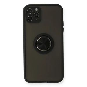 USLUCAN ALIŞVERİŞ Apple iPhone 11 Pro Kılıf Montreal Yüzüklü Silikon Kapak - Siyah