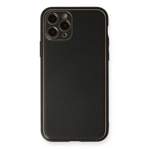 USLUCAN ALIŞVERİŞ Apple iPhone 11 Pro Max Kılıf Coco Deri Silikon Kapak - Siyah