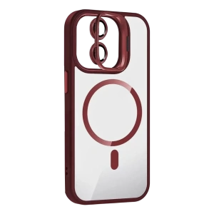 USLUCAN ALIŞVERİŞ Apple iPhone 11 Remim Lensli Magsafe Standlı Kapak - Bordo