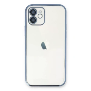 USLUCAN ALIŞVERİŞ Apple iPhone 12 Kılıf Lensli Silikon - Açık Mavi