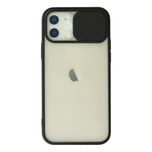 USLUCAN ALIŞVERİŞ Apple iPhone 12 Kılıf Palm Buzlu Kamera Sürgülü Silikon - Siyah