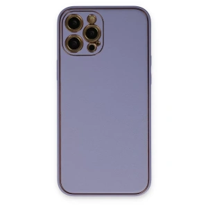 USLUCAN ALIŞVERİŞ Apple iPhone 12 Pro Kılıf Coco Deri Silikon Kapak - Açık Lila