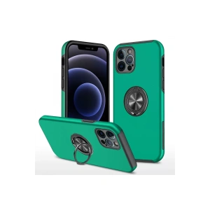 USLUCAN ALIŞVERİŞ Apple iPhone 12 Pro Kılıf Elit Yüzüklü Kapak - Yeşil