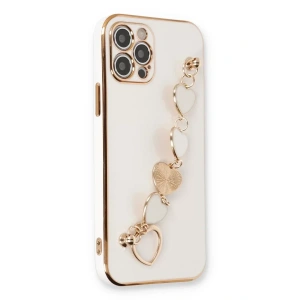 USLUCAN ALIŞVERİŞ Apple iPhone 12 Pro Kılıf Esila Silikon - Beyaz