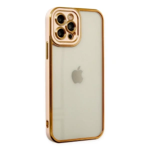 USLUCAN ALIŞVERİŞ Apple iPhone 12 Pro Kılıf Liva Lens Silikon - Rose