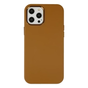 USLUCAN ALIŞVERİŞ Apple iPhone 12 Pro Max Kılıf Asya Deri Silikon - Kahverengi