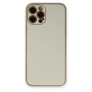USLUCAN ALIŞVERİŞ Apple iPhone 12 Pro Max Kılıf Coco Deri Silikon Kapak - Beyaz