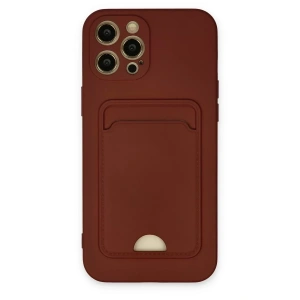 USLUCAN ALIŞVERİŞ Apple iPhone 12 Pro Max Kılıf Kelvin Kartvizitli Silikon - Bordo
