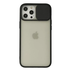 USLUCAN ALIŞVERİŞ Apple iPhone 12 Pro Max Kılıf Palm Buzlu Kamera Sürgülü Silikon - Siyah