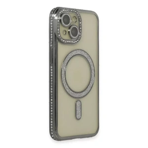 USLUCAN ALIŞVERİŞ Apple iPhone 13 Kılıf Joke Simli Magneticsafe Kılıf - Gri