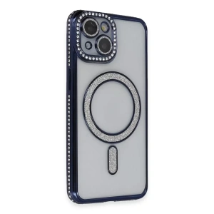 USLUCAN ALIŞVERİŞ Apple iPhone 13 Kılıf Joke Simli Magneticsafe Kılıf - Lacivert