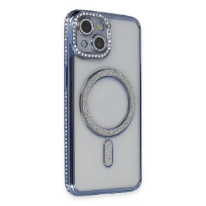 USLUCAN ALIŞVERİŞ Apple iPhone 13 Kılıf Joke Simli Magneticsafe Kılıf - Mavi