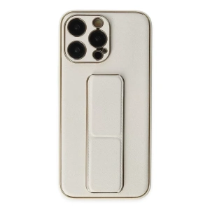 USLUCAN ALIŞVERİŞ Apple iPhone 13 Pro Kılıf Coco Deri Standlı Kapak - Beyaz