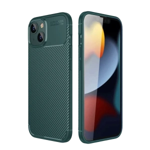 USLUCAN ALIŞVERİŞ Apple iPhone 14 Kılıf Auto Focus Karbon Kapak - Koyu Yeşil