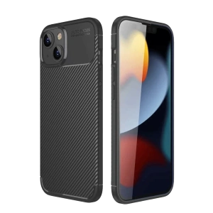 USLUCAN ALIŞVERİŞ Apple iPhone 14 Kılıf Auto Focus Karbon Kapak - Siyah