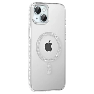 USLUCAN ALIŞVERİŞ Apple iPhone 14 Move Taşlı Magsafe Kapak - Natural Grey