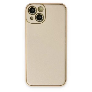 USLUCAN ALIŞVERİŞ Apple iPhone 14 Plus Kılıf Coco Deri Silikon Kapak - Gold