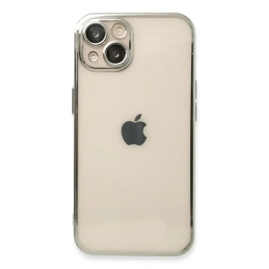 USLUCAN ALIŞVERİŞ Apple iPhone 14 Plus Kılıf Lensli Silikon - Gümüş