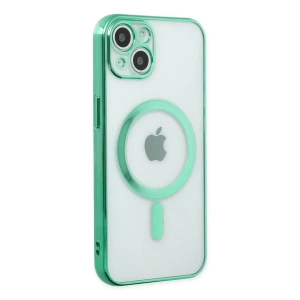 USLUCAN ALIŞVERİŞ Apple iPhone 14 Plus Kılıf Magneticsafe Lazer Silikon - Haki Yeşil