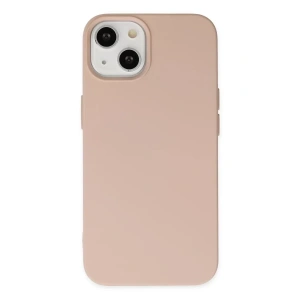 USLUCAN ALIŞVERİŞ Apple iPhone 14 Plus Kılıf Nano içi Kadife Silikon - Pudra