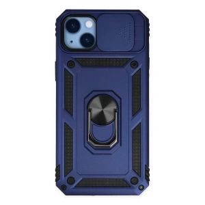 USLUCAN ALIŞVERİŞ Apple iPhone 14 Plus Kılıf Pars Lens Yüzüklü Silikon - Lacivert