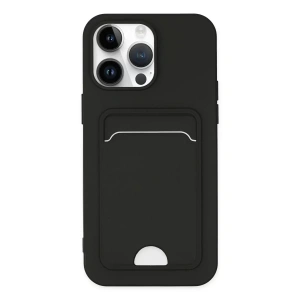 USLUCAN ALIŞVERİŞ Apple iPhone 14 Pro Kılıf Kelvin Kartvizitli Silikon - Siyah