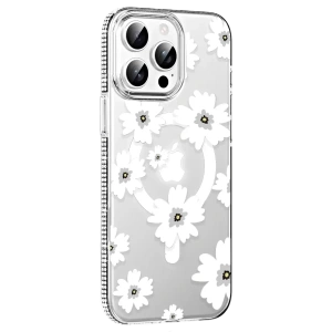 USLUCAN ALIŞVERİŞ Apple iPhone 14 Pro Max Floral Magsafe Kapak - Beyaz