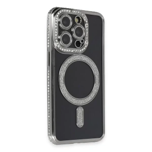USLUCAN ALIŞVERİŞ Apple iPhone 14 Pro Max Kılıf Joke Simli Magneticsafe Kılıf - Gri